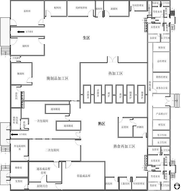 食品加工車間的內部結構 